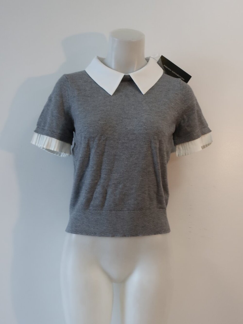 NWT Womens French Connection Grey White (Item-7) Mixed Media Pullover Sweater S - Picture 2 of 7
